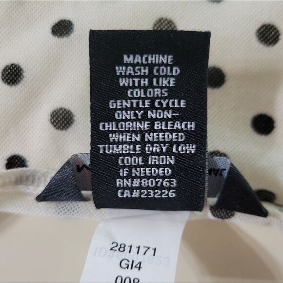 Moda International White and Black Polka Dot Semi-Sheer Short Sleeve Top - Picture 10 of 13